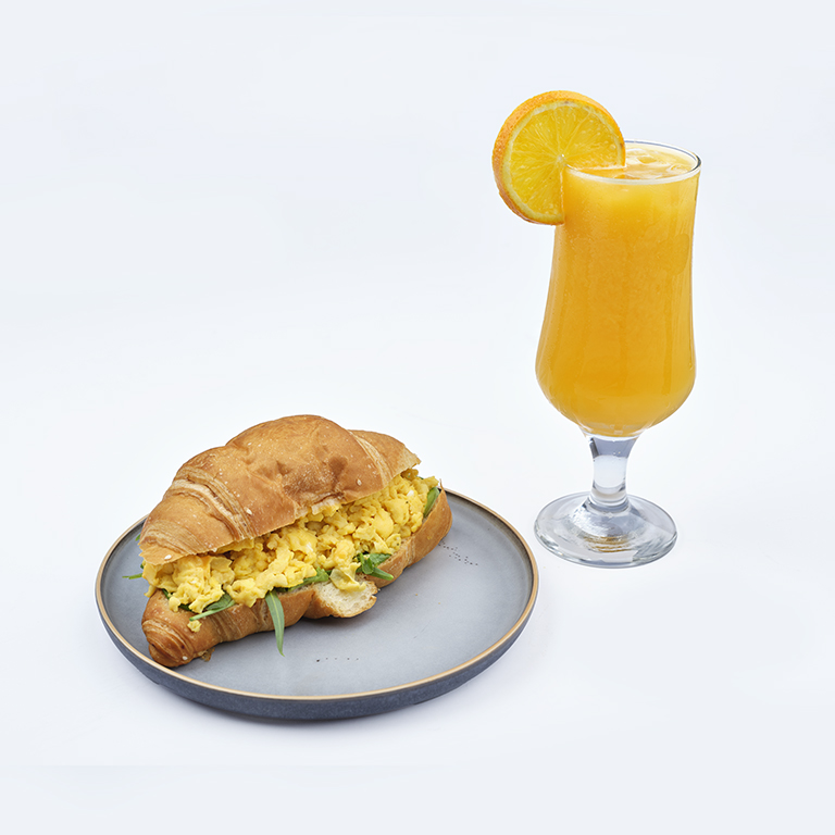 Egg Croissant with Orange Juice